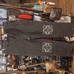 Loewe Womens Charcoal Chinos with White Detailing